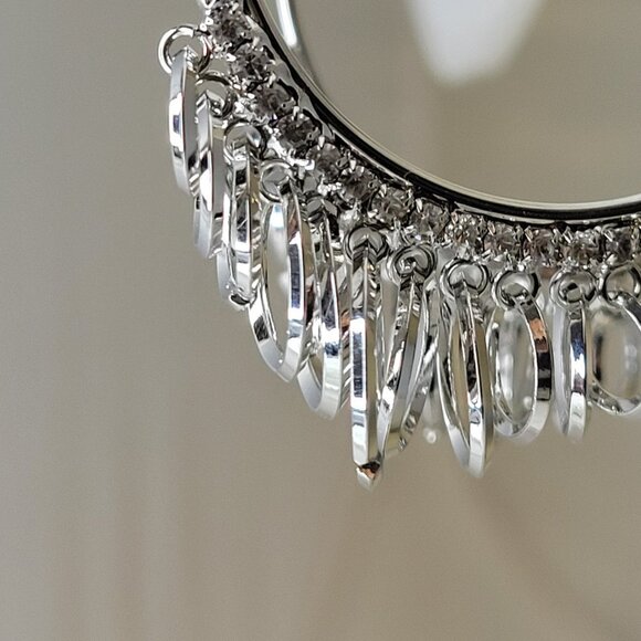 Silver Tone Hoops With Rings - Picture 4 of 14